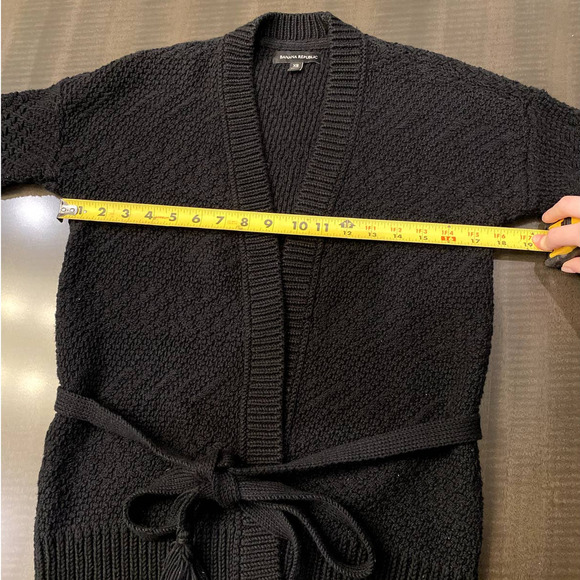 Banana Republic Black Wool Blend Open Front Belt Cardigan size XS - Picture 3 of 6